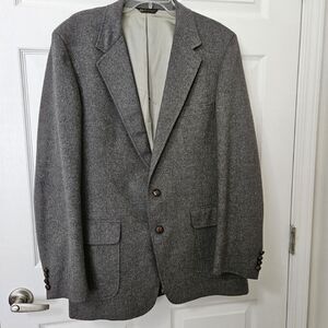 Higgins VTG Wool Notch Lapel Two-Button Sport Coat Suit Jacket Gray 42L Wool
